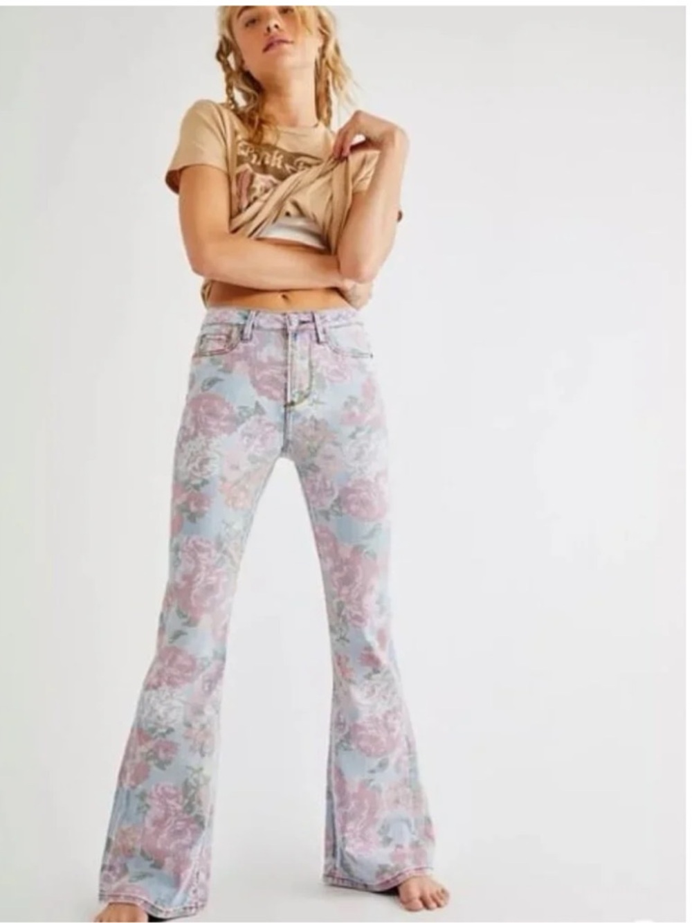 Free People x Driftwood | Farrah floral printed flare jeans